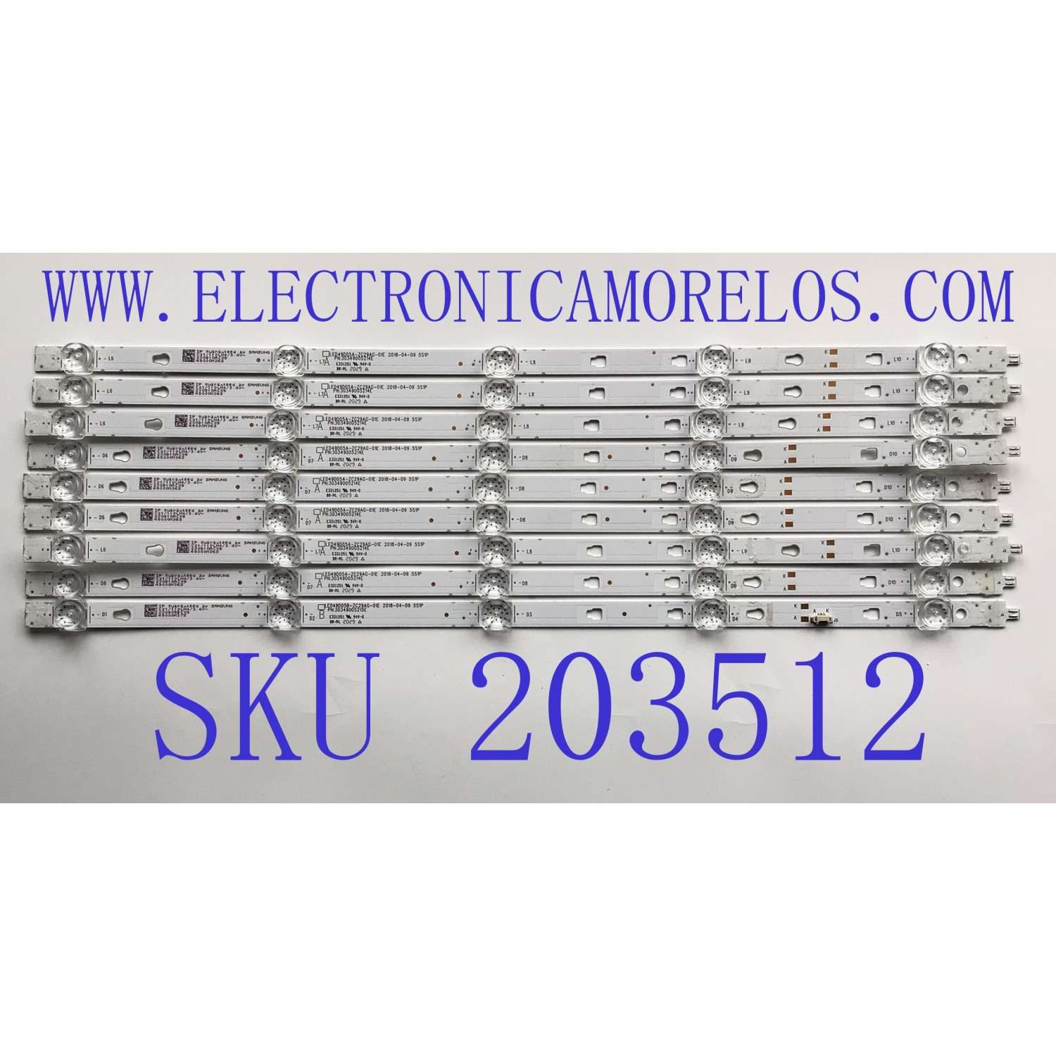 KIT DE LED'S PARA JVC·ROKU TV (9 PIEZAS) / NUMERO DE PARTE LED49D05A / LED49D05B / 30349005215E / 30349005214E / LED49D05A-ZC29AG-01E / LED49D05B-ZC29AG-01E / 200810AC09 / 49000M365 / PANEL CC500PV7D / MODELO LT-50MAW705